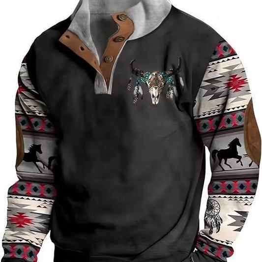 Men's Long-Sleeved Knitted Sweater Polo Shirt Digital Printing