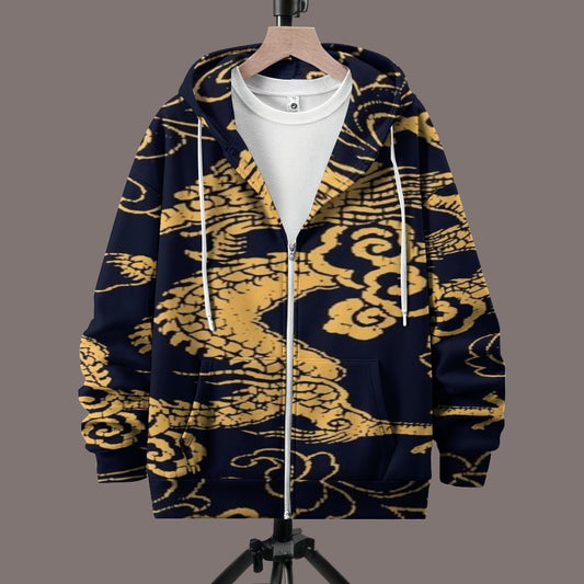 Men's Dragon Print Zipper Hoodie