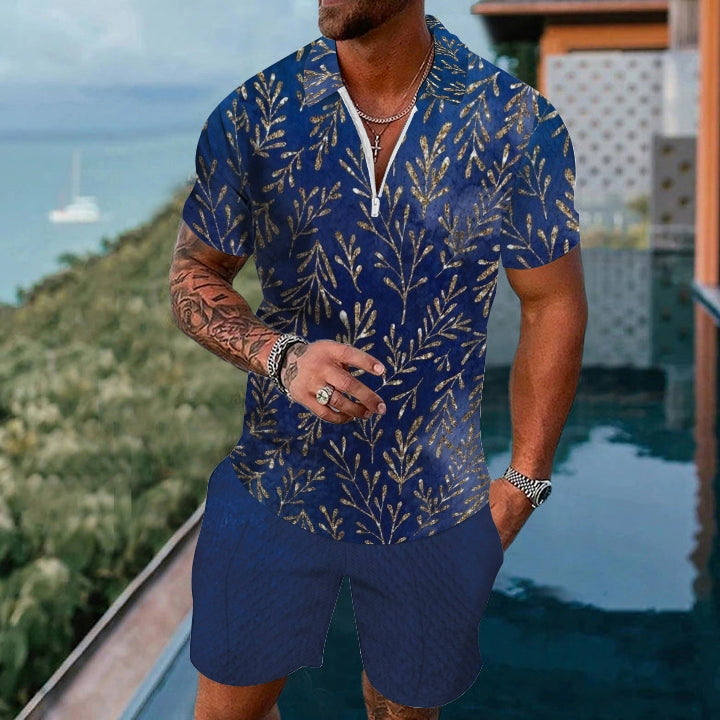 Men's Printed Fashion Short Sleeve Suit 2501006746