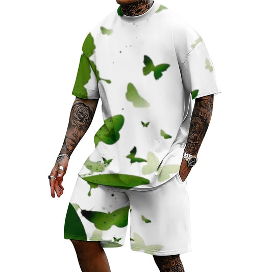 Men'S Loose Casual Short-Sleeved Printed Two-Piece Set 2501001583