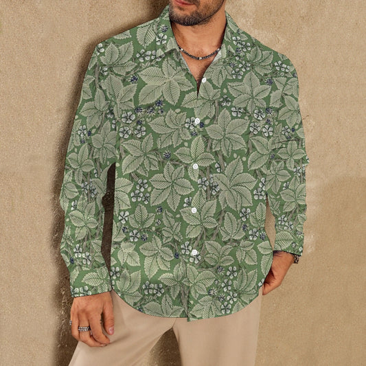 Men's Floral Print Fashion Long Sleeve Shirt 2800