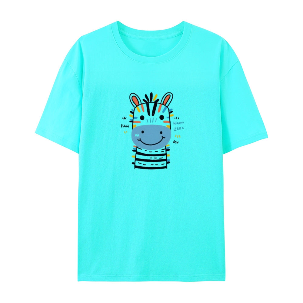 Light Green Abstract Cute Zebra Print Vintage Washed T-Shirt 4674