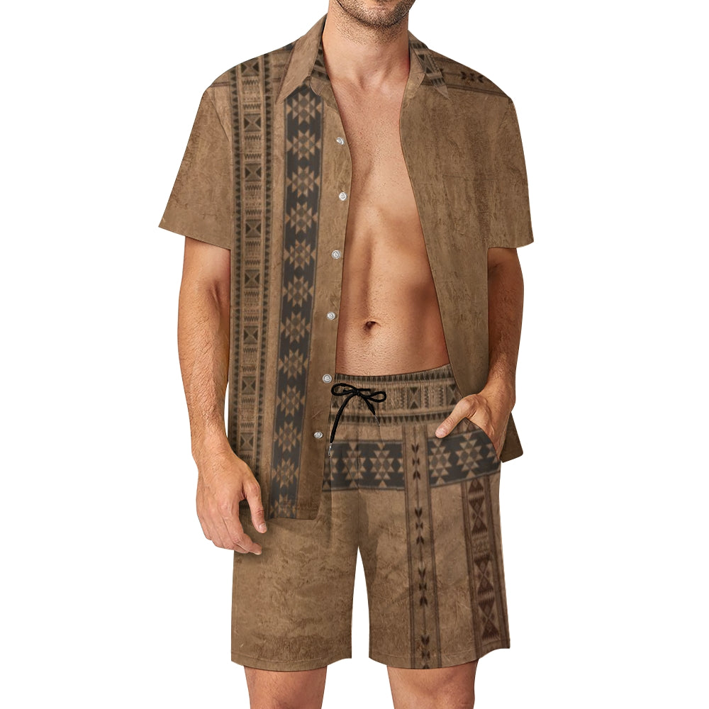 Men's Hawaiian Print Beach Two-Piece Suit 2501008417