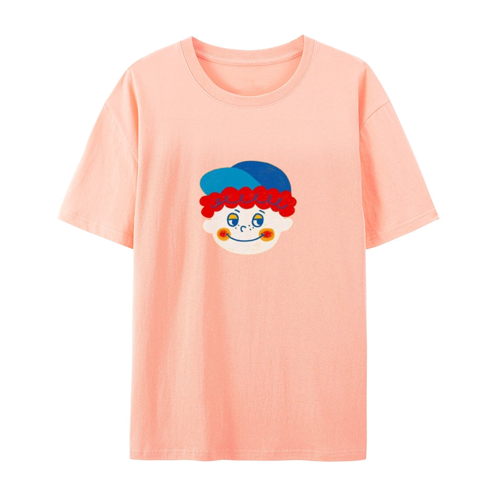 Clown Doll Cute Printed Vintage Washed T-Shirt 4678