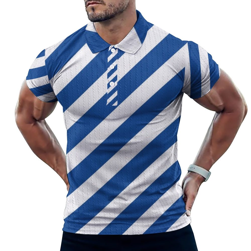 Men's Short Sleeve Twist Casual Polo Shirt 2412010748