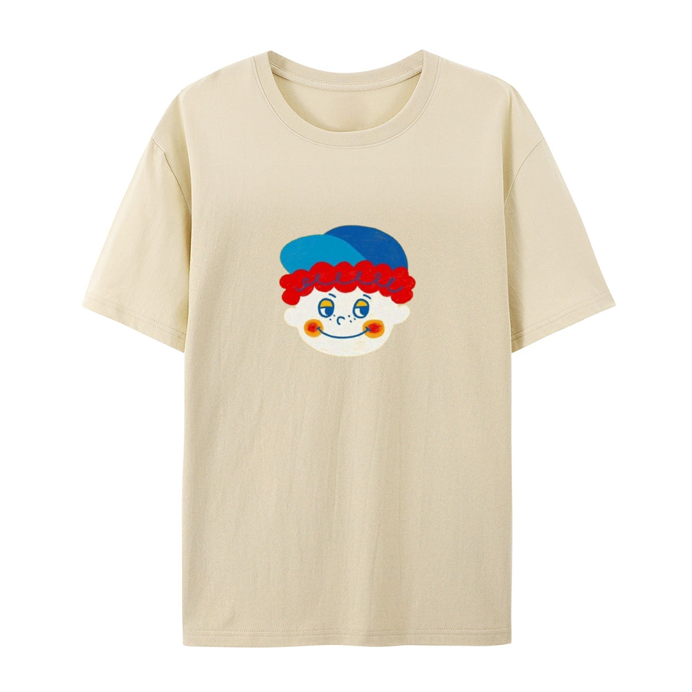 Clown Doll Cute Printed Vintage Washed T-Shirt 4678