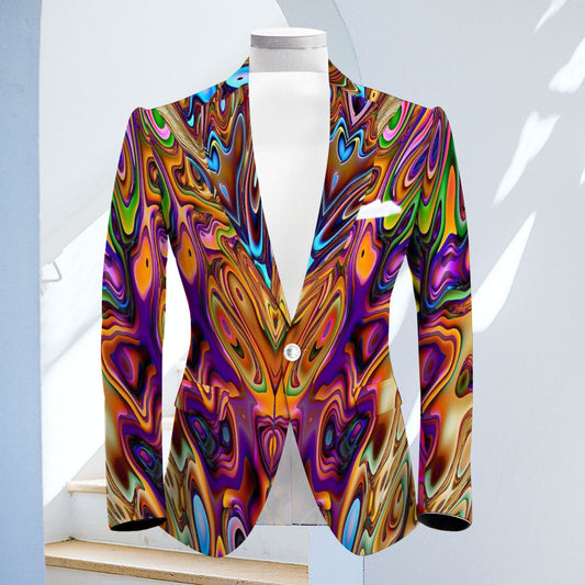 Men'S Printed Lapel Long Sleeve Suit Jacket 2502004108