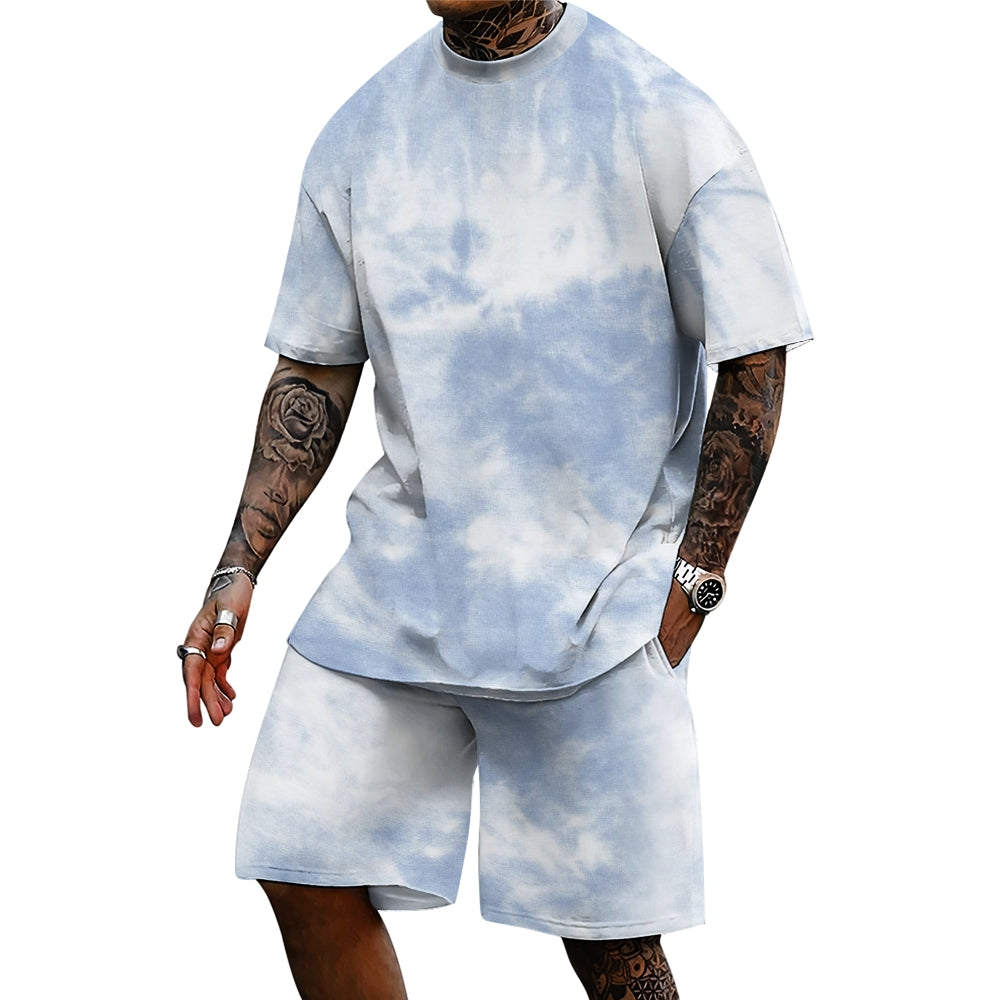 Men'S Loose Casual Short-Sleeved Printed Two-Piece Set 2501001237