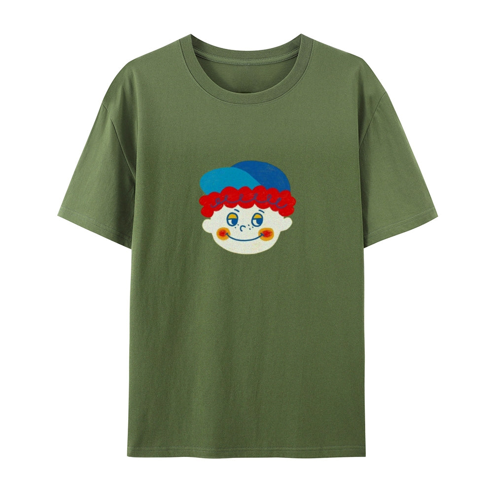 Clown Doll Cute Printed Vintage Washed T-Shirt 4678