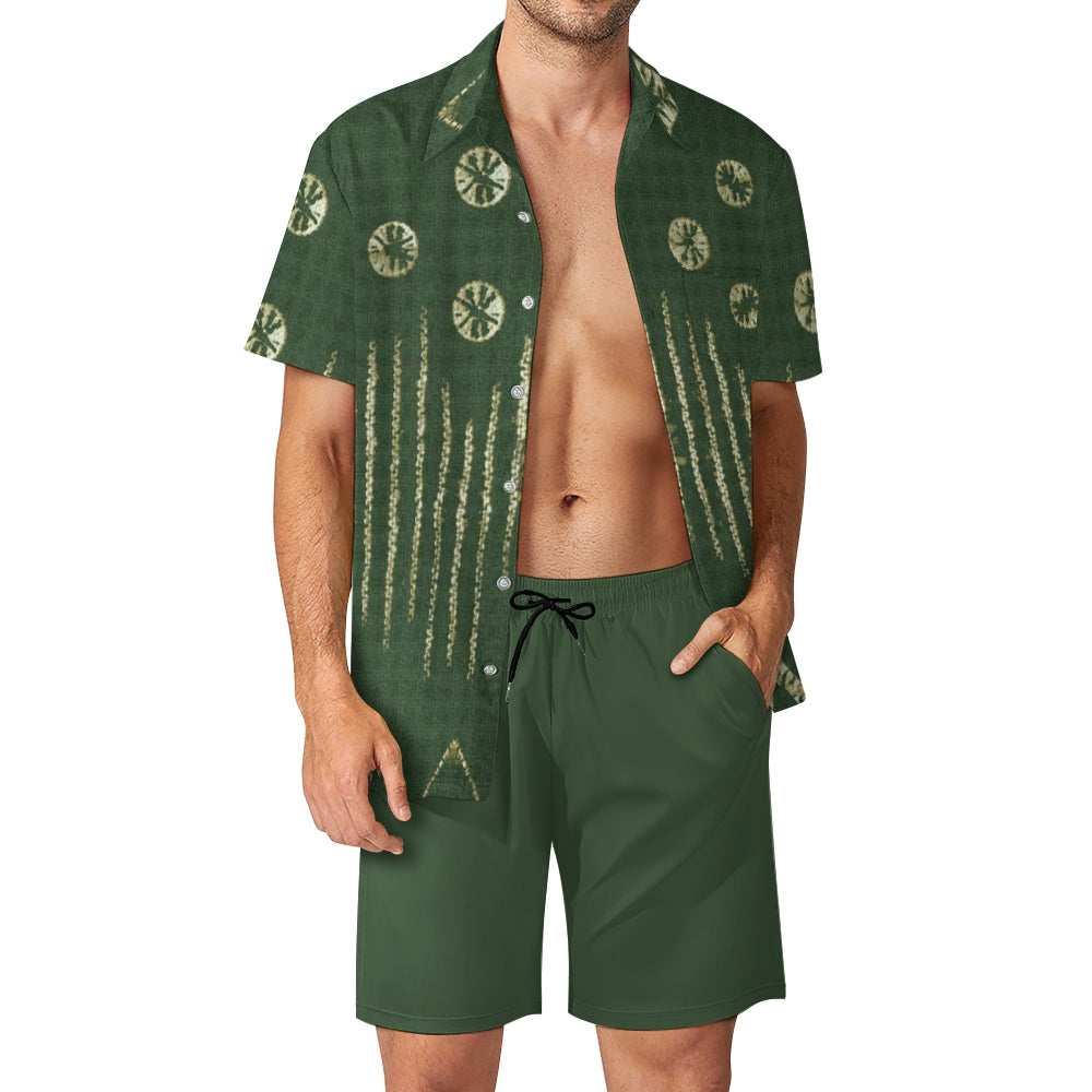 Men's Hawaiian Print Beach Two-Piece Suit 2501008398