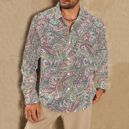 Men's Floral Print Fashion Long Sleeve Shirt