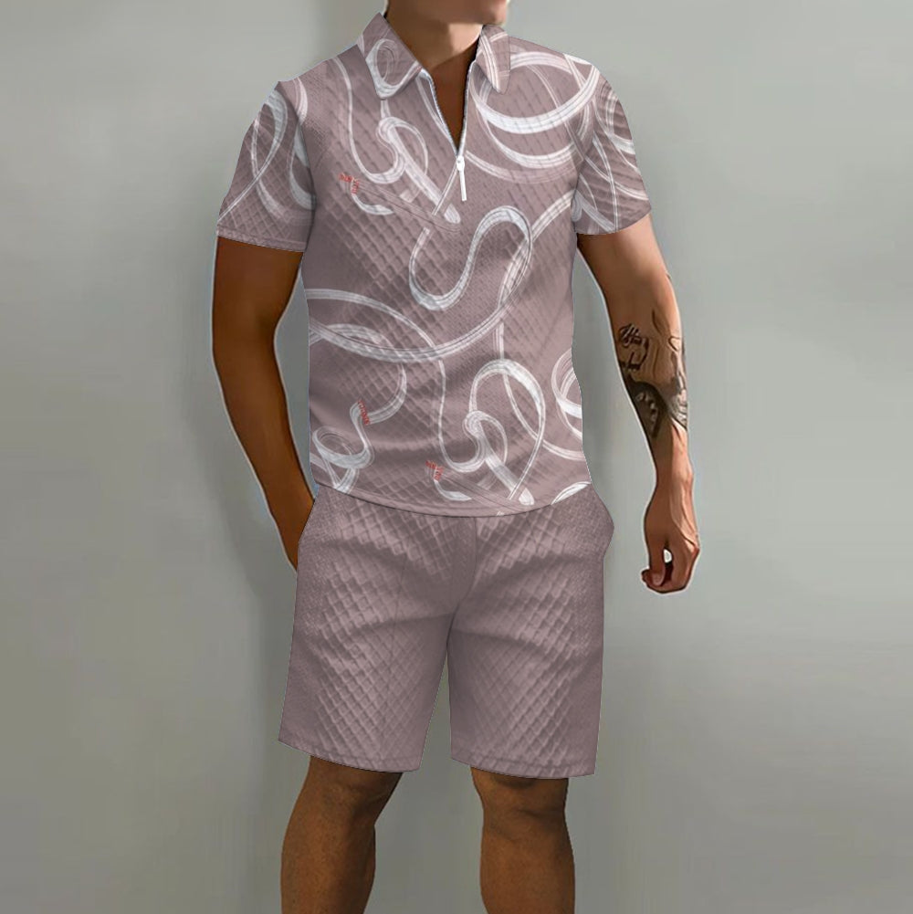 Men's Printed Fashion Short Sleeve Suit 2501006753